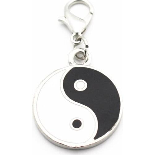 20pcs/lot Enamel Double-Sided Yin Yang Ba Gua Dangle Charms Lobster Clasp Charms Fit Women Men Bracelet Necklace Jewelry