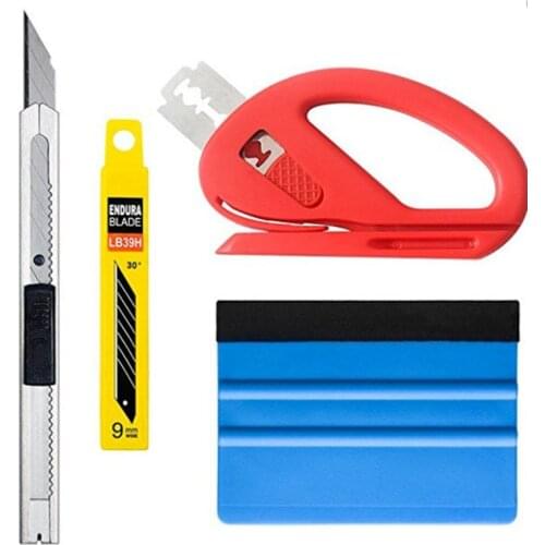 4Pcs/Set Car Foil Tool Vinyl Wrap Film Auto Wrap Tools Kit Auto Sticker Felt Squeegee Scraper Snitty Cutter Car Interior
