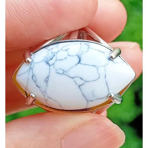 5pcs White Turquoise stone Chakra Finger Ring Reiki Healing Beads Adjustable Amulet Wholesale
