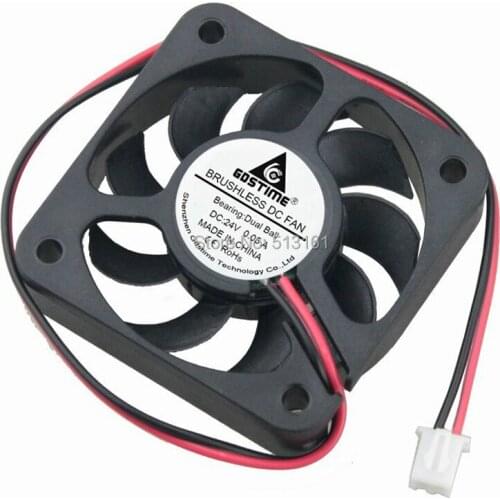 50 Pcs Gdstime Brushless DC 24V 2Pin 50mm 50x50x12mm 5010 Ball Bearing Radiator Cooler Mini Cooling Fan