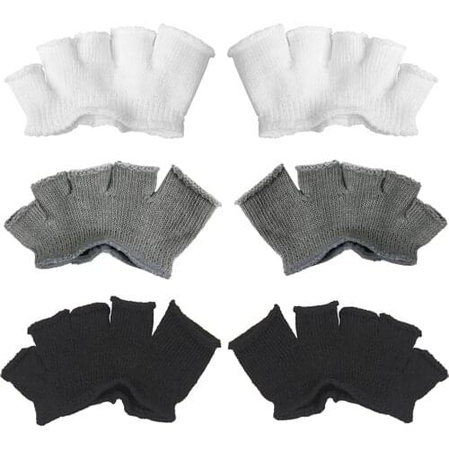 6 Pairs Stretch Toe Separator Forefoot Socks Pain Relief Unisex Men Women Black White Gray