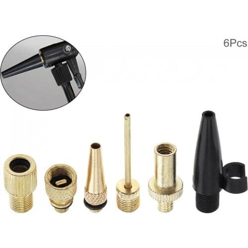 6pcs Set Bicycle Valve Pump Adapter DV AV SV Bike Ball Tires Valve Inflator Needle Nozzle Kit Presta Schrader Valve Adapter Tube