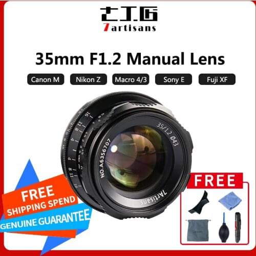 7artisans 35mm F1.2 Large Aperture Prime APS-C Aluminum Lens for Sony E Canon EOS-M Fuji FX M43 Nikon Z Mount Photography