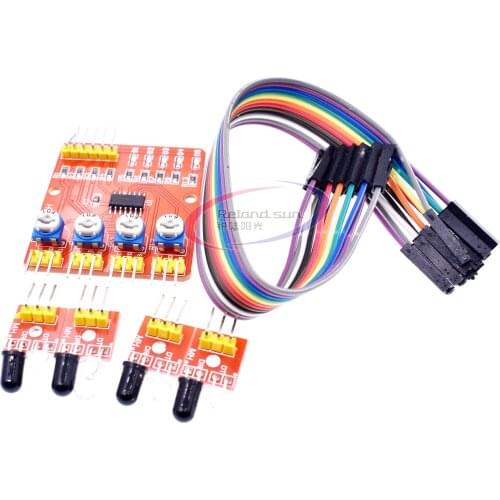 Four-Way Infrared Tracing 4 Channel Tracking Line Sensor Module Transmission Obstacle Avoidance for Arduino Diy Smart Car Robot