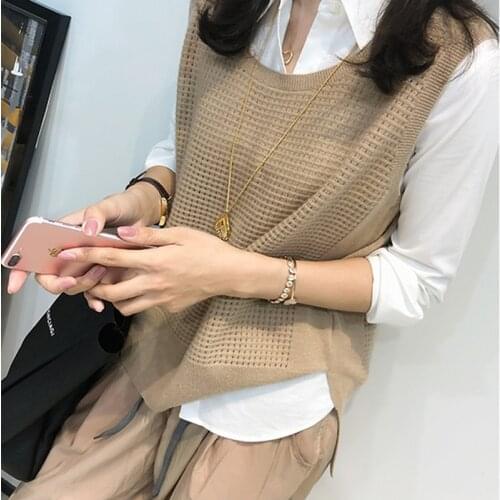 European and American trend ladies round neck vest cashmere knitted sleeveless pullover soft and comfortable jacket vest Selling