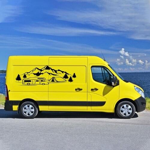 Hot For SUV Off-road RV Camper JDM VAN Creative Trees Mountains Car Sticker Graphic KK Vinyl Decals Waterproof Sunscreen Styling