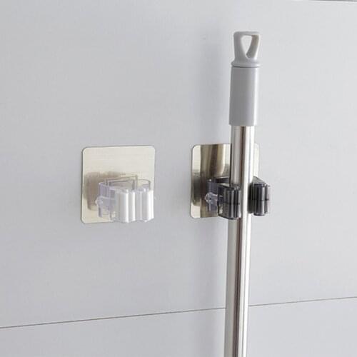 HOT Adhesive Multi-Function Hooks Wall Mounted Mop Organizer Holder RackBrush Broom Hanger Hook Kitchen bathroom Strong Hooks