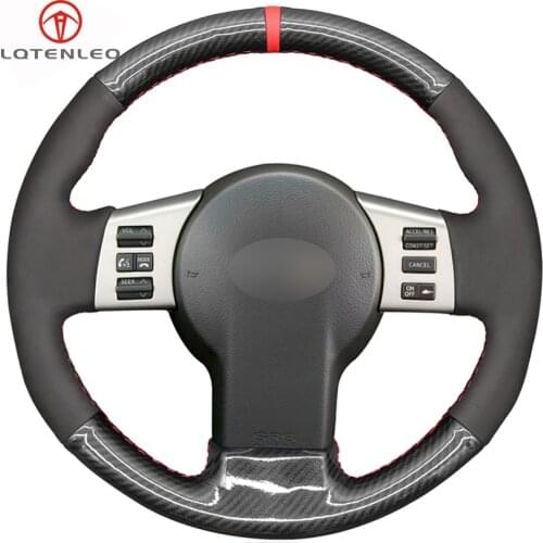 LQTENLEO Black Carbon Fiber Suede Hand Sew Car Steering Wheel Cover For Infiniti FX FX35 FX45 2003-2008 Nissan 350Z 2003-2009