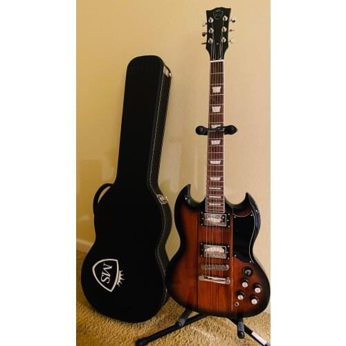Lvybest electric guitar customized burst color like image ,mahogany body and neck ,ebony fingerboard,with black hardcase packing