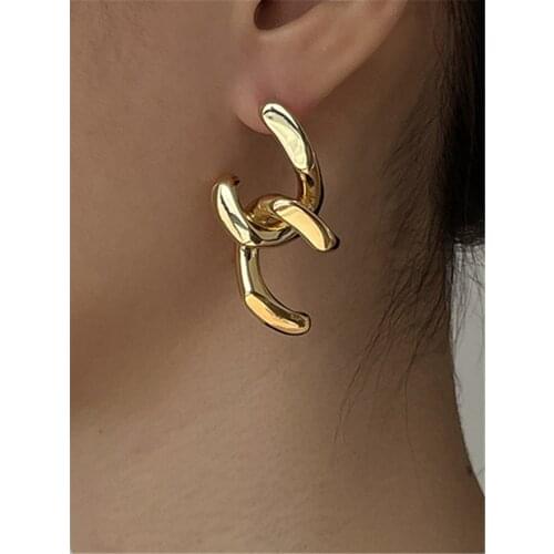 European And American Style Metal Double C Earrings Hip-hop Punk Fashion Personality Vintage Earrings Women Jewelry Gift