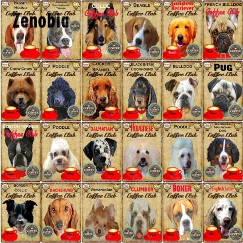 Coffee Bar Metal Sign Dog Coffee Club Metal Poster Vintage Metal Sign Tin Sign Retro Plaque Decorative Tin Plate Pub Cafe Decor