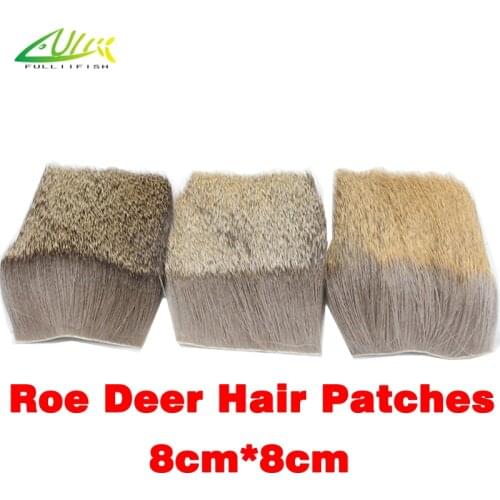 Fulliifish Fly Fishing 8*8cm Natural Roe Deer Hair Patches Skin Fur Zonker Caddis Hoppers Muddlers Humpies Fly Tying Materials