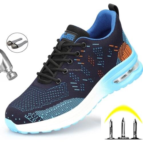 New air cushion safety shoes man lightweight breathable protect work shoes industrial anti-smash anti-stab steel toe men boots