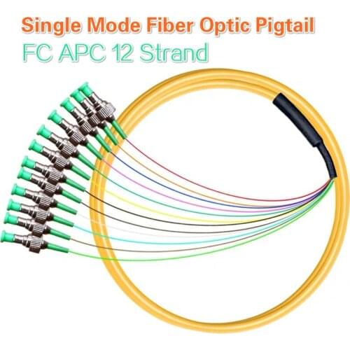 Single Mode FC APC 9/125 12 Strand Fiber Optic Pigtail 1.2m ,12 fiber pigtail 1-3 Meters 1/5/10pcs Lot