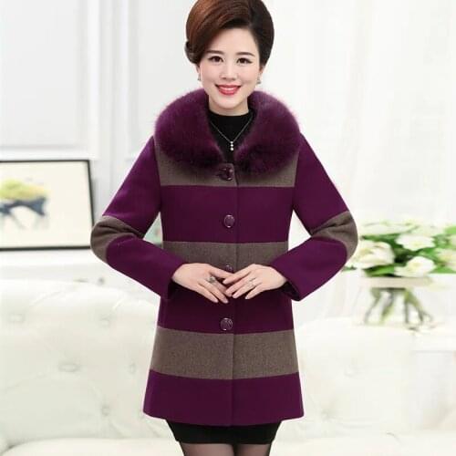 2021Autumn Winter New Women Jacket Woolen Middle-aged Outerwear Female Mid Long Thicken Woolen Coat Plus Size 5XL Overcoat R1328