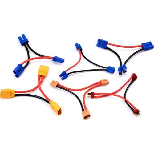 Parallel Y Shape XT90 / XT60 / T Plug / EC5 / EC3 Connector Male to Female 12AWG / 14AWG Battery Adapter RC Connection Cable