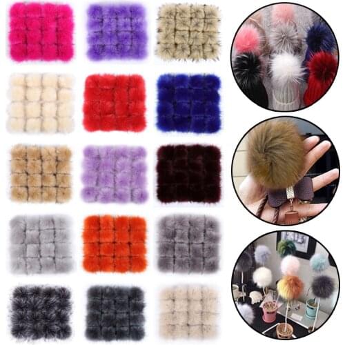 1PCS 8cm Imitation Foxes Fur Pompom For Women Hat Fake Hair Ball Pom Poms DIY Knitted Hat Cap Handmade Fur Ball Accessories