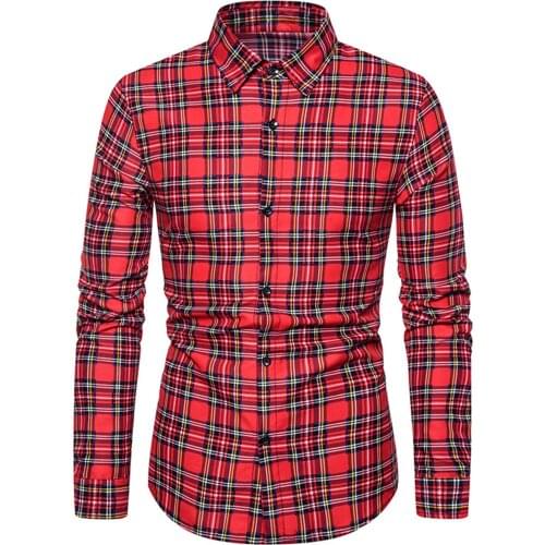 Mens Plaid Shirt Casual Long Sleeve Men Slim Fit Thin Business Social Dress Shirt No Pocket Button Down Fashion Clothing