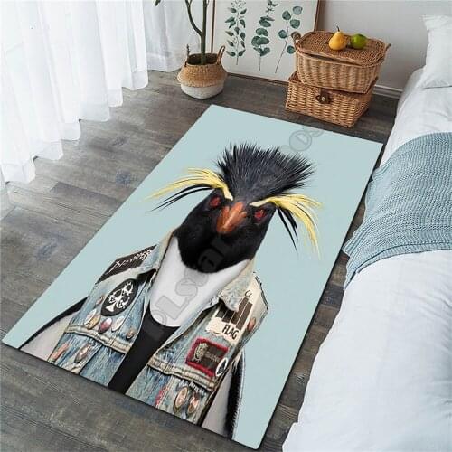 Funny Mr.Penguin Area Rug 3D All Over Printed Non-slip Mat Dining Room Living Room Soft Bedroom Carpet