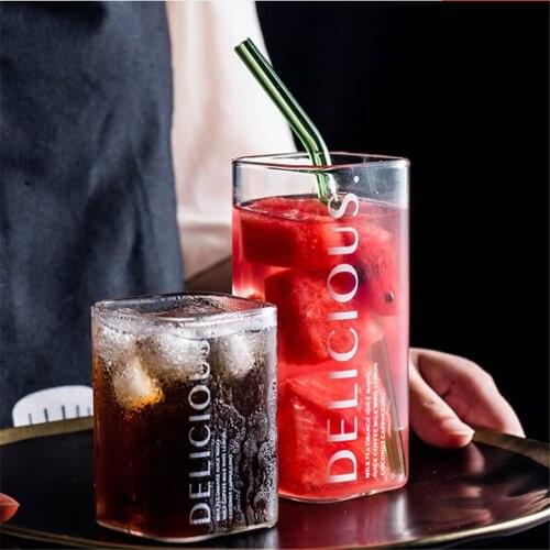 Modern Square Glass Nordic Transparent Water Fruit Juice Cup Minimalist High Temperature Coffee Tea Cups Breakfast Milk Cups
