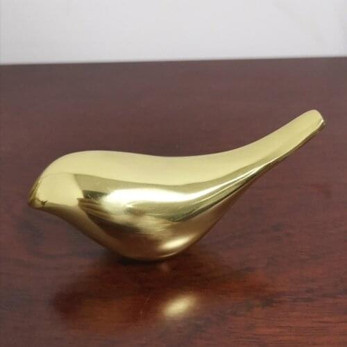 Pure Copper Golden Bird Figurines Modern Statues Animal Sculpture Home Decoration Crafts Gold Ceramic Wedding Gifts