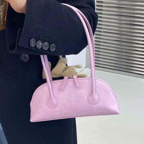 Bag Girl 2021 Early Spring New Candy Color Cute Oil Wax Skin Shell Bag Simple and Versatile Long Handle Underarm Shoulder Bag
