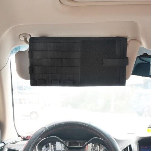 Tactical Car Sun Visor Tools 600D Nylon Multifunctional Sundries Bag Portable Elastic Pouch For Pen Eyeglasses Badges