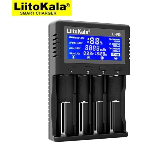 Liitokala Lii-PD4 18650 Charger, Charging 18650 1.2V 3.7V 3.2V 3.85V AA / AAA 26650 16340 25500 NiMH Lithium Battery Charger