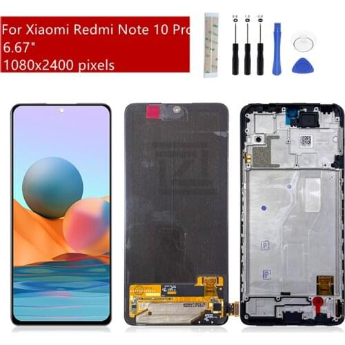 Amoled LCD for Xiaomi Redmi note 10 Pro Lcd Display Touch Screen Digitizer Assembly With Frame M2101K6G Replacement Repair Parts
