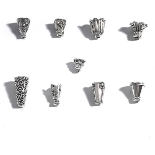 Hot sales 10pcs/lot mixed diameter and hight aperture about 2/ 4mm antique silver alloy tassel hat accessories for DIY jewelry
