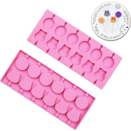 12 Bears and Round Silicone Lollipop Mold Diy Chocolate Mold XG692