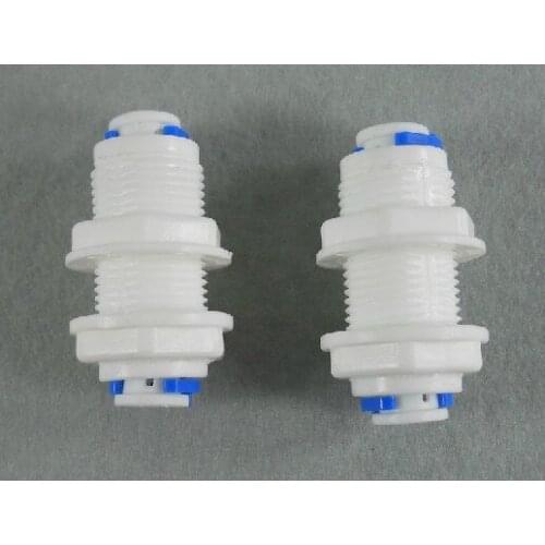 2PCS RO Water Male White Fittings Bulkhead Quick Connector 1/4 inch Tube