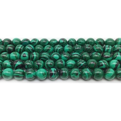 4/6/8/10/12/14MM Green Malachite Peacock Natural Stone Round Beads Jewelry Bracelet Necklace Earring Making DIY Accessories