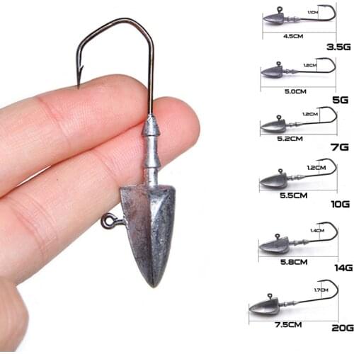 5Pcs Triangle Head Hooks 3.5g 5g 7g 10g 14g 20g Ship type fishing hook soft worm jig Lure Hook Jig Head Fishing Tackle Hooks