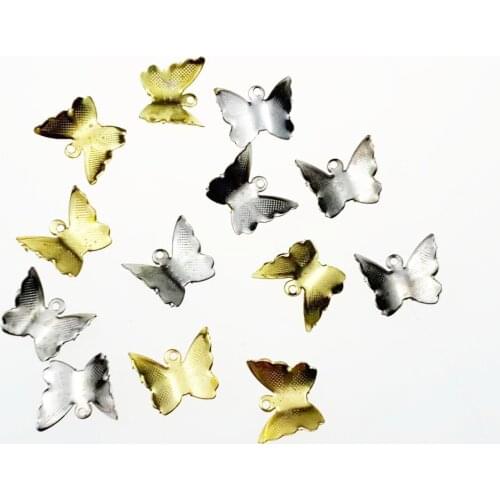 50pcs 10mm Metal Flower Filigree butterfly Crafts Gift Decoration DIY Cosplay Bridal hair accessories Wholesale Charms