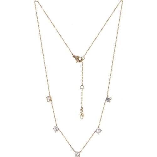 925 Sterling Silver Jewelry Female Gold Gemstone Long Necklace Accessories for Women Statement Jewel Christmas Birthday Gifts