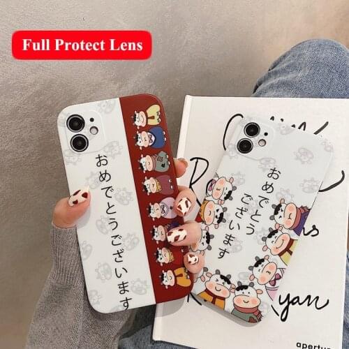 For iPhone 12 Pro Max Mini 11 XS X XR SE 2020 7 8 Plus Case Full Protect Lens Camera Kawaii Cows Shockproof TPU Soft Cover Funda