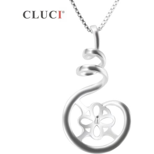 CLUCI 925 Sterling Silver Pendant Setting to Pearl Diy Pendant for Women Jewelry No Pearl No Chain SP228SB