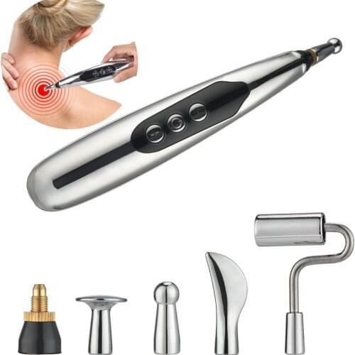 5 Heads USB Electronic Acupuncture Pen Electric Meridians Laser Therapy Heal Massage Pen Meridian Energy Pen Relief Pain Tools