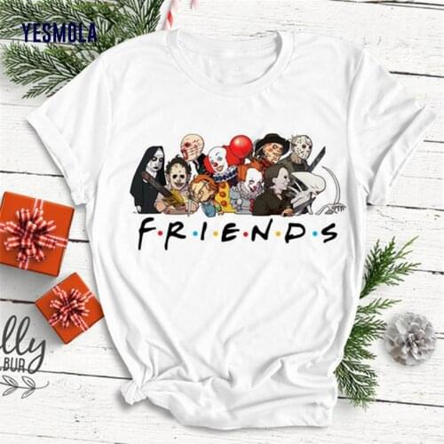 YESMOLA T Shirt Women Friends Print Short Sleeve Harajuku T-Shirt Leisure Casual Ladies Female T Shirts Plus Size Woman Clothing
