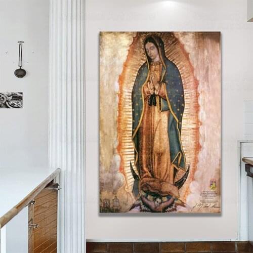 Art Oil Painting Mexico Guadalupe Virgin Mary Canvas Painting Posters and Prints Home Living Room Decoration Painting