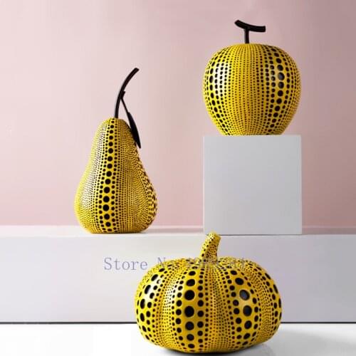 Resin Simulation Fruit Crafts Wave Point Art Apple Pumpkin Yellow Lovely Modern Home Decoration Ornaments Handicraft Furnishings