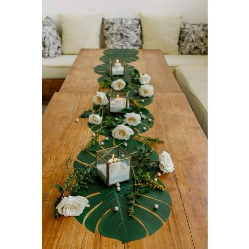 12pcs Large Tropical Palm Leaves - Artificial, Luau Jungle Hawaii Theme Party Decorations wedding/ birthday table decoration