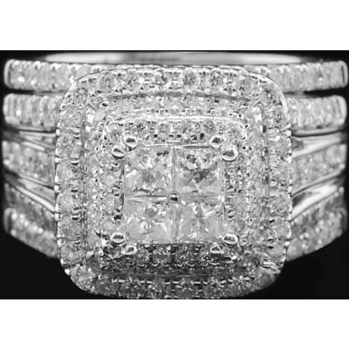 Woman Fashion 925 Sterling Silver Ring Luxury 4.25CT Natural White Sapphire Jewelry Set Wedding Engagement Party Ring Size 5-11