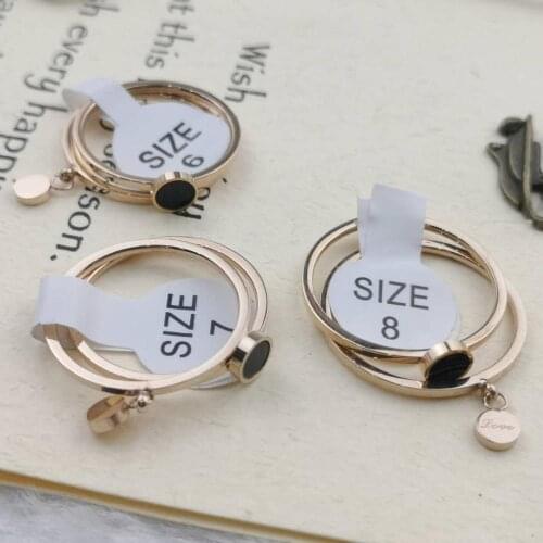 Two piece set Classic brand style luxury women fashion stainless steel ring