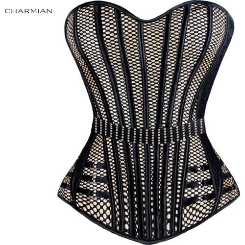 Charmian Womens Gothic Steampunk Corset Top Sexy Fashion Belted Overbust Corsets and Bustiers Lace Waist Cincher Shapewear