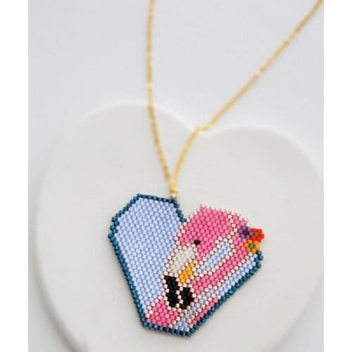 Pretty Bead Handmade Jewelry Choker Fashion Miyuki Beads Loom Flamingo Pendant Necklaces Diy