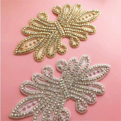 Crystal Flower Crystal Applique Rhinestone Patch Sew for Bridal Headdress Wedding Dress Accessories
