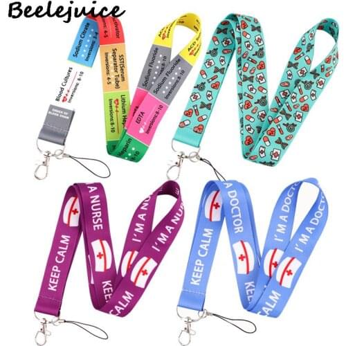 Medical Nurse Doctor Cartoon Lanyard Badge ID Mobile Phone Rope Key Lanyard Neck Straps Accessories webbings ribbons Gifts
