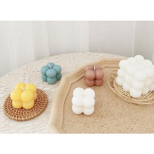 Mini Bubble Cube Candle Cute Soy Wax Aromatherapy DIY Scented Candle Decoration Handmade Home G1M2